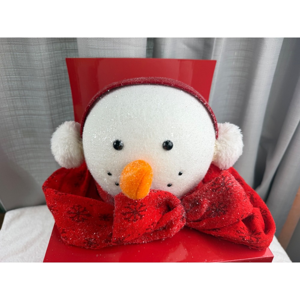 Belk Home Accents Snowlady Head Tree Topper Red Scarf Earmuffs 8.5in open box